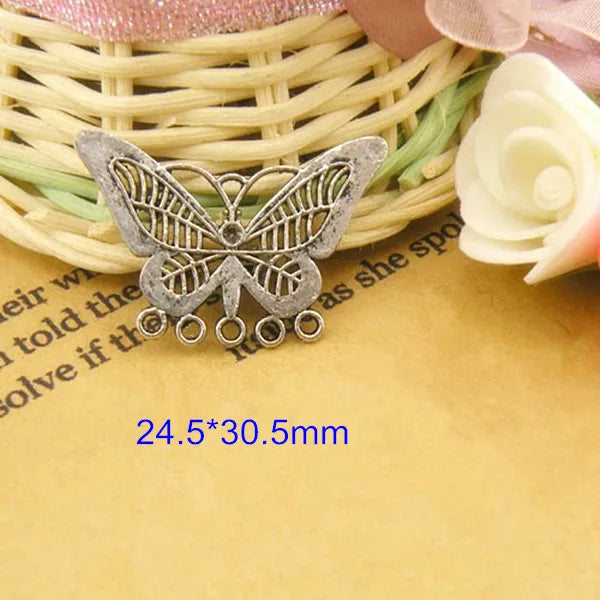 40 Pcs Tibetan Silver Butterfly Charms Pendants for Jewelry Making