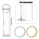 40 Acrylic Keychain Blanks with Metal Key Chain- Transparent Rectangle Discs