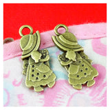 40 Vintage Girl Pendant Charms 28*12MM Antique Bronze Plated DIY Jewelry Making