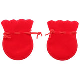 Red Velvet Oval Ring Earrings Wedding Favor Bag Pouch