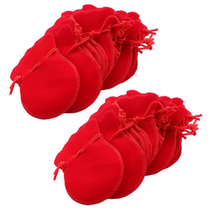 Red Velvet Oval Ring Earrings Wedding Favor Bag Pouch
