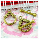40 Sets Antique Bronze Birds OT Clasps Charms for DIY Jewelry