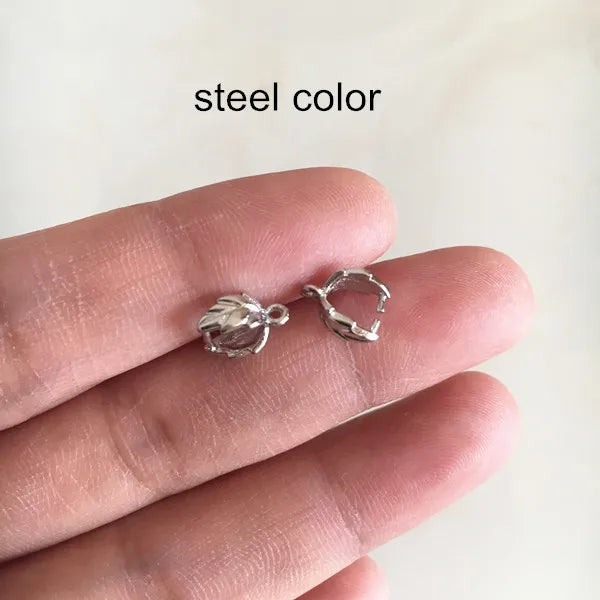 40 Small Brass Pinch Bails 6*9mm Leaf Pinch Bails for Charms, Pendant, Dangles