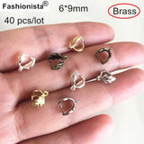 40 Small Brass Pinch Bails 6*9mm Leaf Pinch Bails for Charms, Pendant, Dangles
