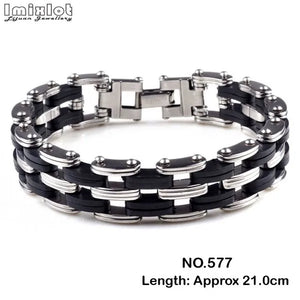 Men's Stainless Steel Bicycle Silicone Bracelet