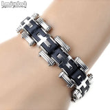 Men's Stainless Steel Bicycle Silicone Bracelet