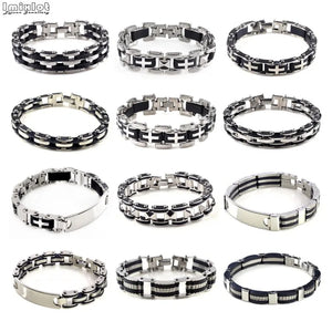 Men's Stainless Steel Bicycle Silicone Bracelet