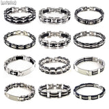 Men's Stainless Steel Bicycle Silicone Bracelet