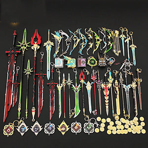 Genshin Impact ZhongLi Xiao Sword Keychain Alloy Weapon Model Toy Anime Key Ring