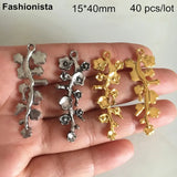40 pcs 15*40mm Metal Wintersweet Flower Charms Gold Antique Zinc Alloy