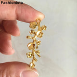 40 pcs 15*40mm Metal Wintersweet Flower Charms Gold Antique Zinc Alloy
