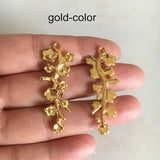 40 pcs 15*40mm Metal Wintersweet Flower Charms Gold Antique Zinc Alloy