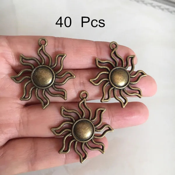 40 pcs Sunflowers Charms Antique Bronze Tone Large 31*35mm, Jewelry Findings