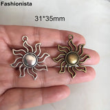 40 pcs Sunflowers Charms Antique Bronze Tone Large 31*35mm, Jewelry Findings