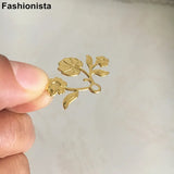 40 pcs Brass Flower Charms 29*19mm Branch With Flowers and Leaf
