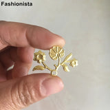 40 pcs Brass Flower Charms 29*19mm Branch With Flowers and Leaf