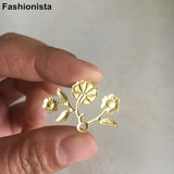 40 pcs Brass Flower Charms 29*19mm Branch With Flowers and Leaf