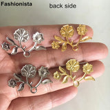 40 pcs Brass Flower Charms 29*19mm Branch With Flowers and Leaf