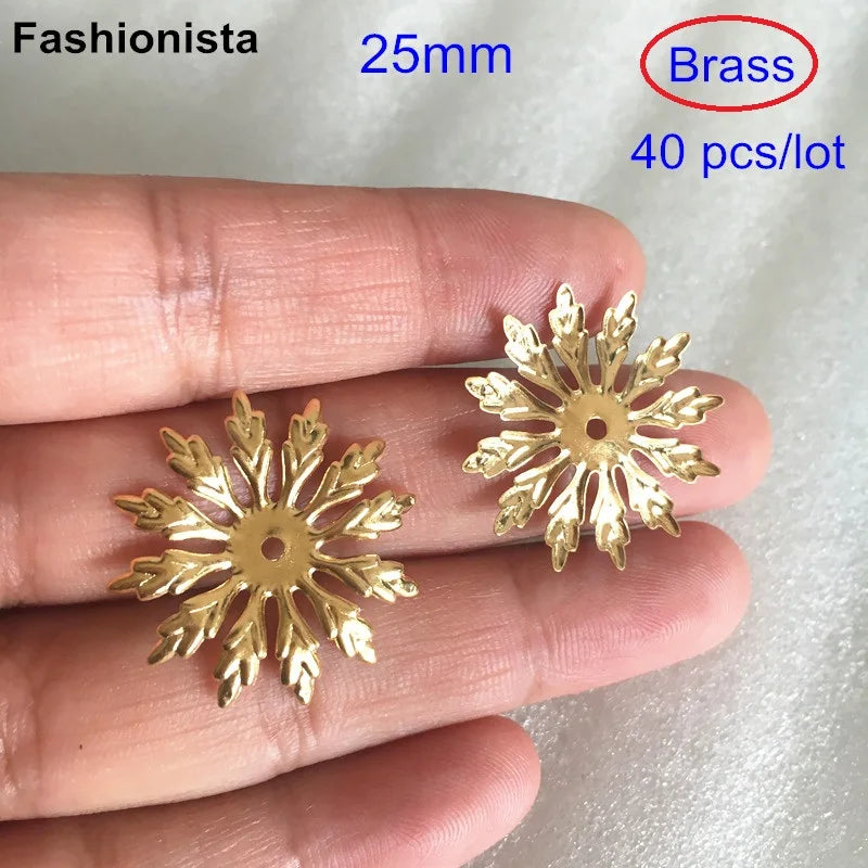 40 pcs Gold 25mm Brass Flower Bead Cap Filigree DIY Jewelry Findings