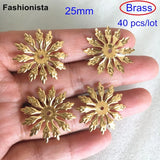 40 pcs Gold 25mm Brass Flower Bead Cap Filigree DIY Jewelry Findings