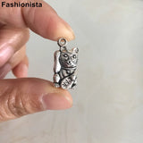 40 Maneki Lucky Metal Cat Charms Antique Bronze Finish DIY Jewelry Findings