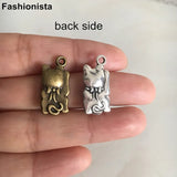 40 Maneki Lucky Metal Cat Charms Antique Bronze Finish DIY Jewelry Findings