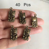 40 Maneki Lucky Metal Cat Charms Antique Bronze Finish DIY Jewelry Findings