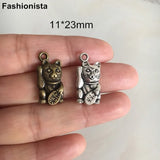 40 Maneki Lucky Metal Cat Charms Antique Bronze Finish DIY Jewelry Findings