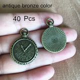 40 pcs Retro Metal Silver Watch Pendant DIY Supplies