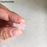 40 Pink and White 12mm Resin Flowers With Middle Hole for Crafts Making