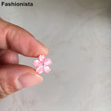 40 Pink and White 12mm Resin Flowers With Middle Hole for Crafts Making