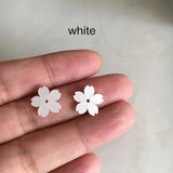 40 Pink and White 12mm Resin Flowers With Middle Hole for Crafts Making