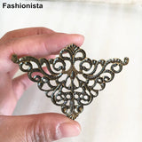 40 pcs Triangle Filigree Metal Flower Wrap,75*50mm,Gold-color,Steel color,Bronze