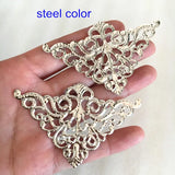40 pcs Triangle Filigree Metal Flower Wrap,75*50mm,Gold-color,Steel color,Bronze