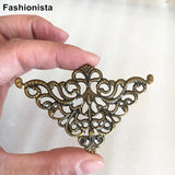 40 pcs Triangle Filigree Metal Flower Wrap,75*50mm,Gold-color,Steel color,Bronze