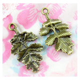 40pcs Retro Leaf Charm Antique Bronze Plated Necklace Pendants DIY Jewelry