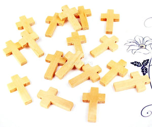 Natural Wooden Cross Beads Charm 30mm Religious Confirmation Gift