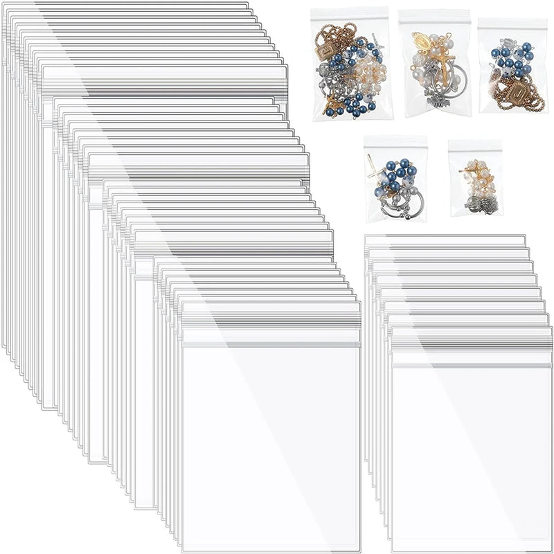 400 Pack PVC Clear Jewelry Anti Oxidation Zipper Bag, 5 Sizes