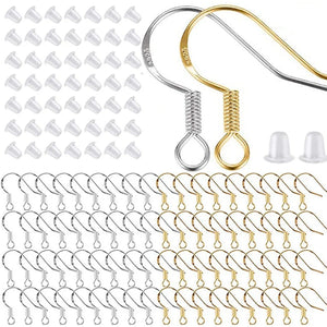 400 Pcs Silver Earring Hooks, Hypoallergenic Fish Ear Wires for DIY Jewelry