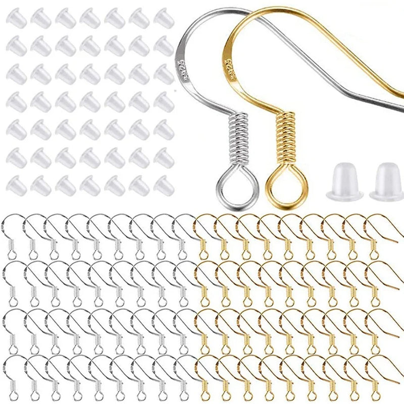 400 Pcs Silver Earring Hooks, Hypoallergenic Fish Ear Wires for DIY Jewelry