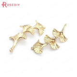 10PCS Brass Ginkgo Leaves Connect Charms for DIY Jewelry
