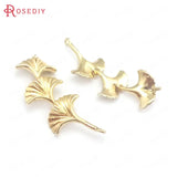 10PCS Brass Ginkgo Leaves Connect Charms for DIY Jewelry
