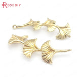 10PCS Brass Ginkgo Leaves Connect Charms for DIY Jewelry