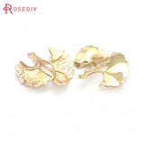 10PCS 23x25MM Champagne Brass Ginkgo Leaves Charms Pendants