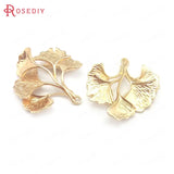 10PCS 23x25MM Champagne Brass Ginkgo Leaves Charms Pendants