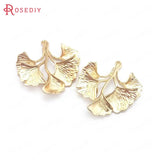 10PCS 23x25MM Champagne Brass Ginkgo Leaves Charms Pendants