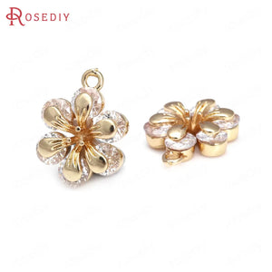 6PCS 14x18MM Champagne Brass Zircon Connect Charms Pendants