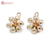 6PCS 14x18MM Champagne Brass Zircon Connect Charms Pendants