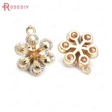 6PCS 14x18MM Champagne Brass Zircon Connect Charms Pendants