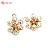 6PCS 14x18MM Champagne Brass Zircon Connect Charms Pendants